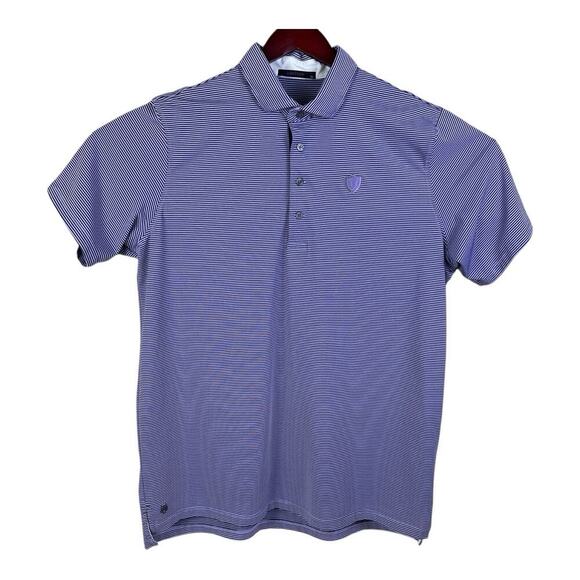 Greyson Saranac Polo Shirt Men XL Striped Golf Athletic Purple Performance - Picture 1 of 12